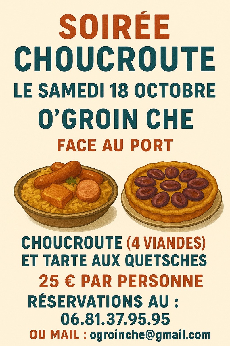 ⚓ Clôture festive de la saison nautique, soirée Choucroute avec notre partenaire le Groin' Che